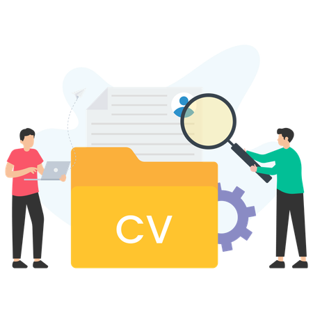 Businessman doing cv analysis  Illustration