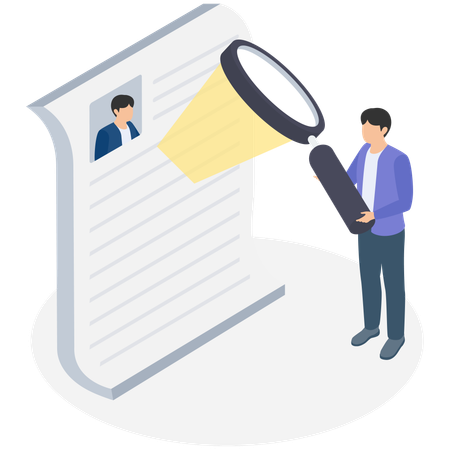 Businessman doing cv assessment  Illustration