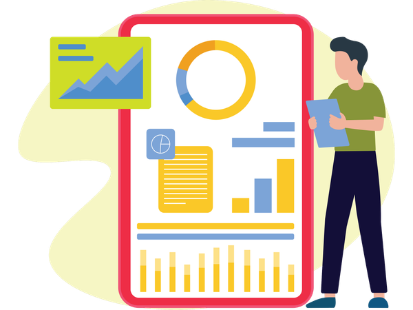 Businessman doing data analysis  Illustration