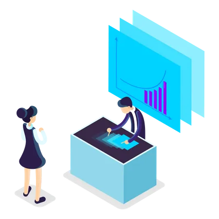 Business Concept Work Wih Data And Financial Operations Audit Brainstorm And Strategy Modern Technology And Artificial Intelligence Isolated Vector Isometric Illustration Illustration