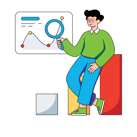 Businessman doing data analysis  Illustration