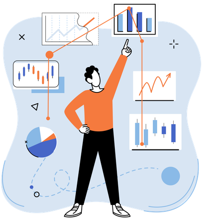 Businessman doing data analysis  Illustration