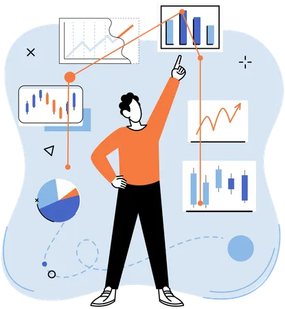 Businessman doing data analysis  Illustration