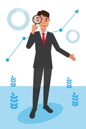 Businessman doing data Analysis  Illustration