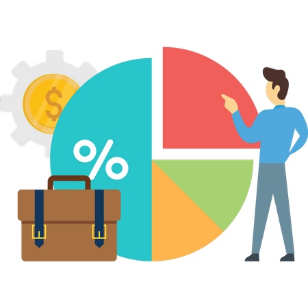 Businessman doing data analysis  Illustration