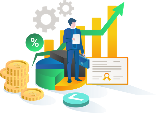 Businessman doing data analysis  Illustration