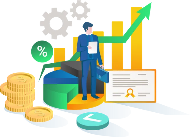 Businessman doing data analysis  Illustration