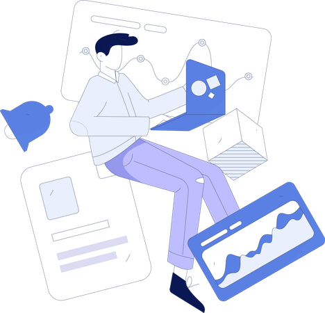 Businessman doing data analysis  Illustration