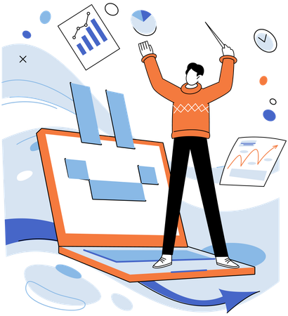 Businessman doing data analysis  Illustration