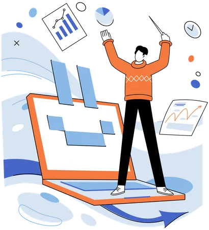 Businessman doing data analysis  Illustration