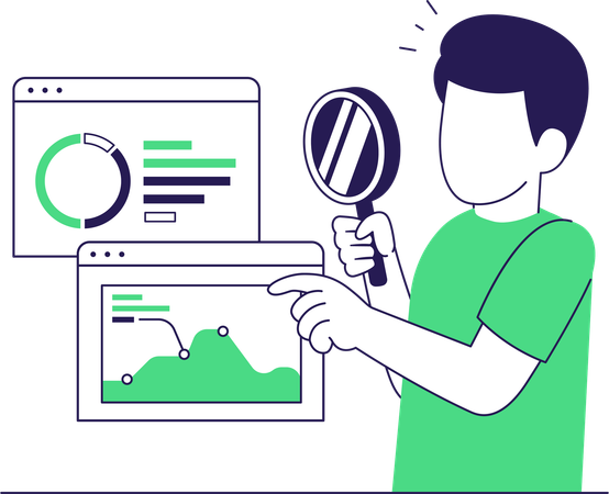 Businessman doing data analysis  Illustration