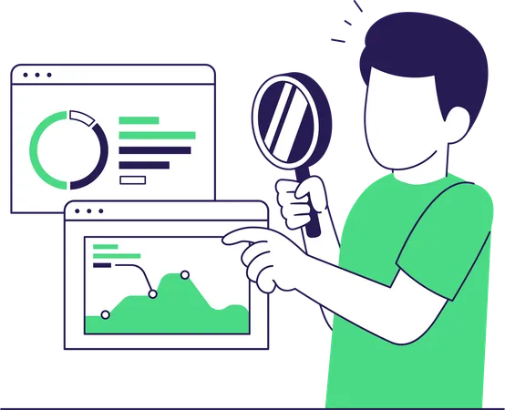 Businessman doing data analysis  Illustration