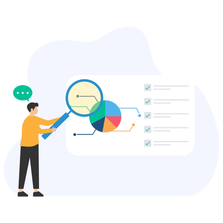 Businessman doing data analysis  Illustration