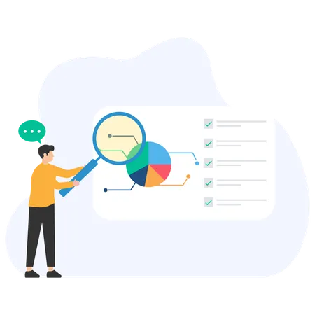 Businessman doing data analysis  Illustration