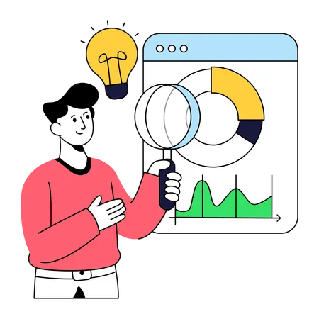Businessman Doing Data Analysis  Illustration