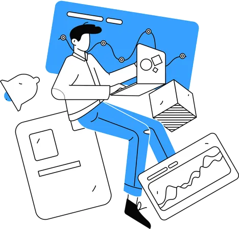 Businessman doing data analysis  Illustration