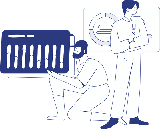 Businessman doing data analysis  Illustration