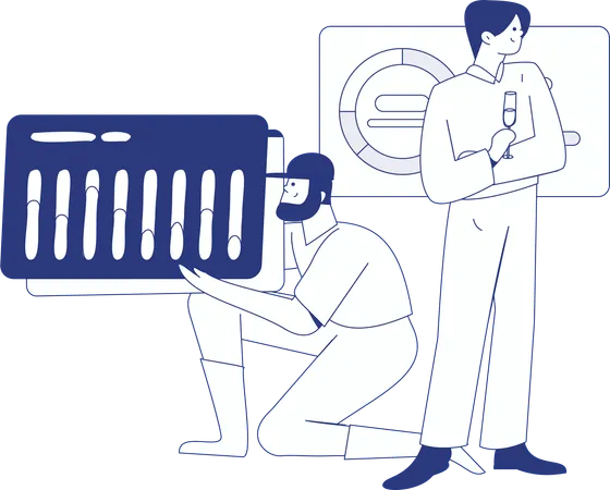 Businessman doing data analysis  Illustration