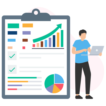 Businessman doing data analysis  Illustration