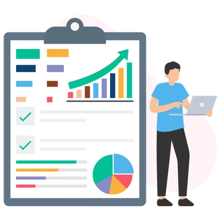 Businessman doing data analysis  Illustration