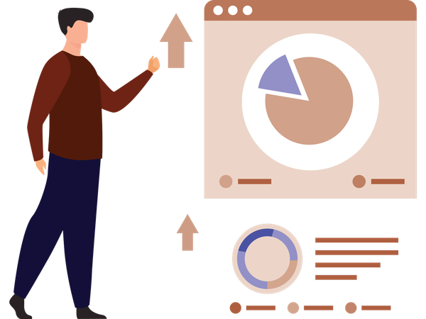Businessman doing data analytics  Illustration
