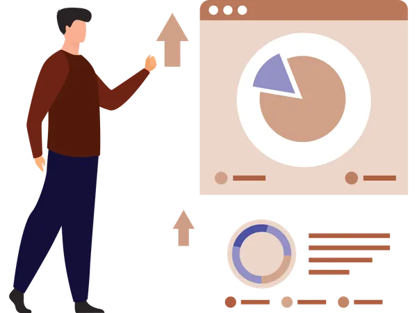 Businessman doing data analytics  Illustration