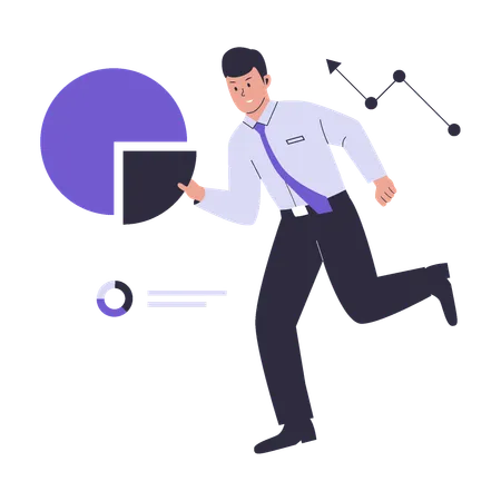 Businessman doing data analytics  Illustration