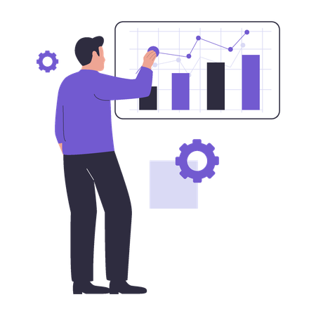 Businessman doing data analytics  Illustration