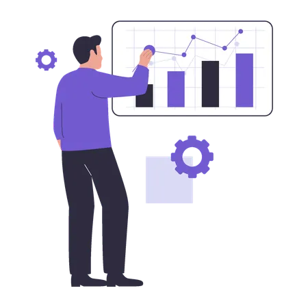 Businessman doing data analytics  Illustration