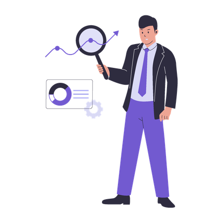 Businessman doing data analytics  Illustration