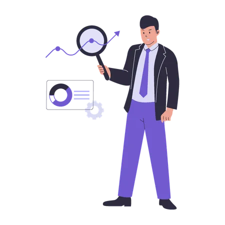 Businessman doing data analytics  Illustration