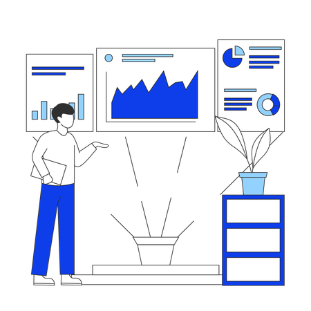 Businessman doing data analytics  Illustration