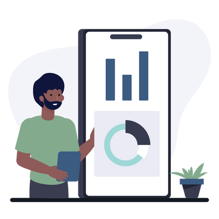 Businessman doing data analytics  Illustration