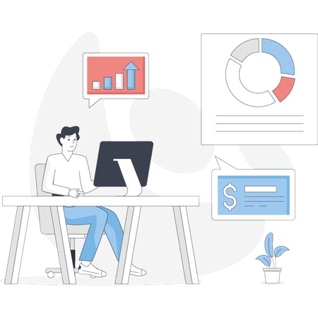Businessman doing data analytics  Illustration