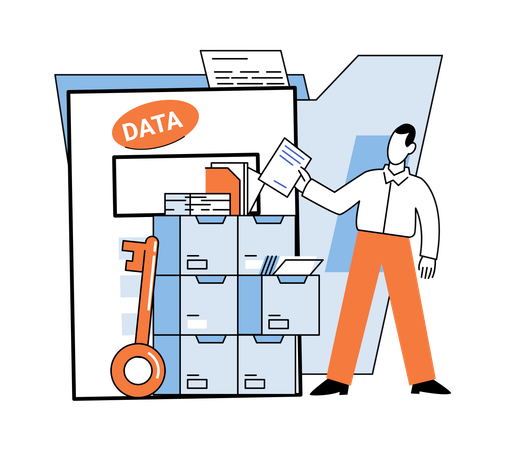 Businessman doing data analytics  Illustration