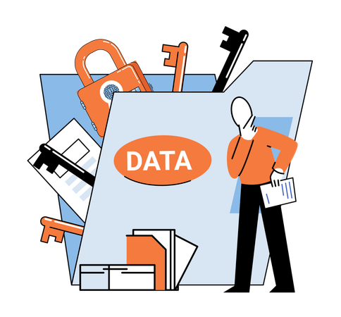 Businessman doing data analytics  Illustration