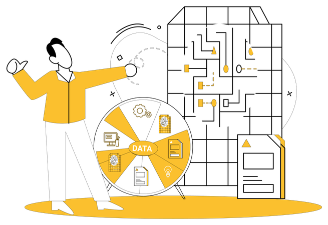 Businessman doing data analytics  Illustration