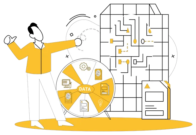 Businessman doing data analytics  Illustration