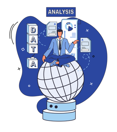 Businessman doing data analytics  Illustration