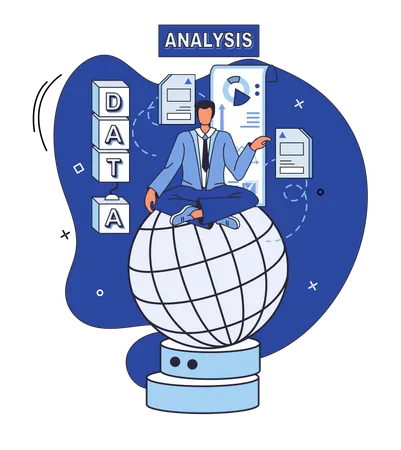 Businessman doing data analytics  Illustration