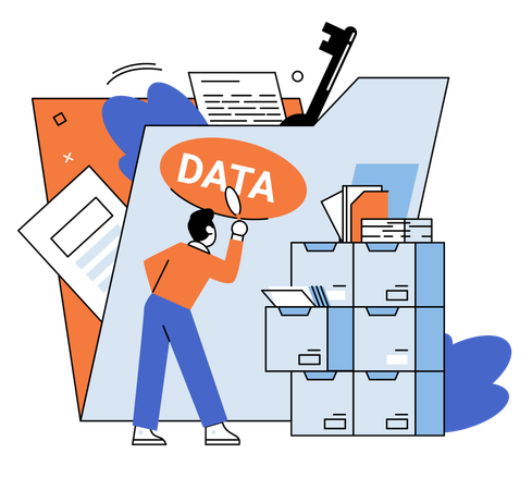 Businessman doing data analytics  Illustration