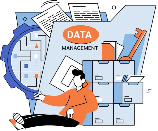 Businessman doing data analytics  Illustration