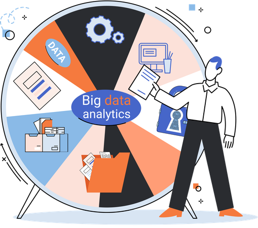 Businessman doing data analytics  Illustration