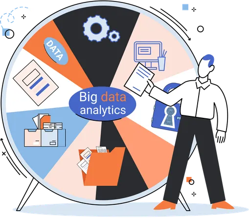 Businessman doing data analytics  Illustration