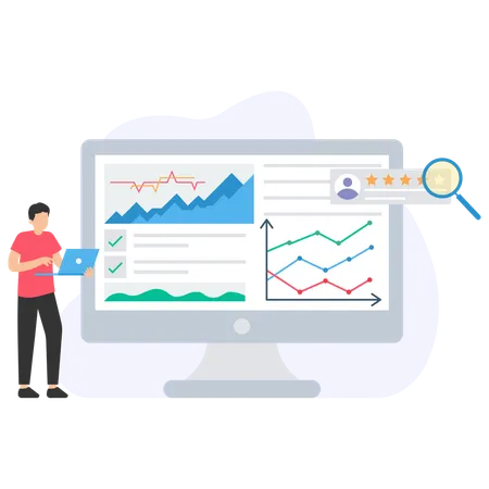 Businessman doing Data Analyzing  Illustration