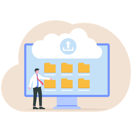 Businessman doing data backup  Illustration