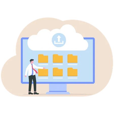 Businessman doing data backup  Illustration