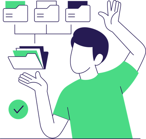 Businessman doing data classification  Illustration