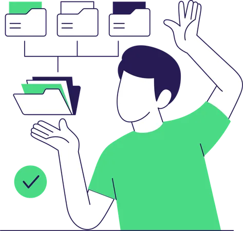 Businessman doing data classification  Illustration