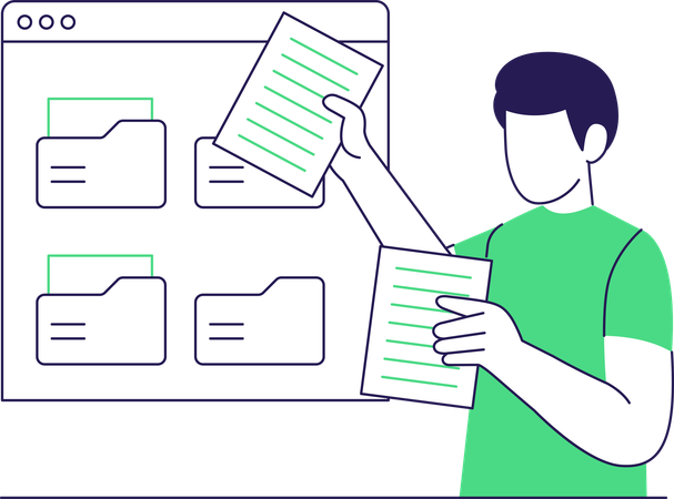 Businessman doing data management  Illustration